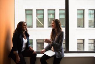 Two people having a discussion