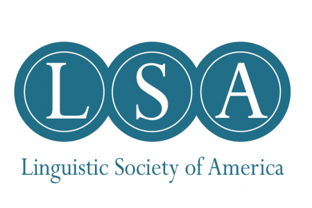 Linguistic Society of America logo in blue and white
